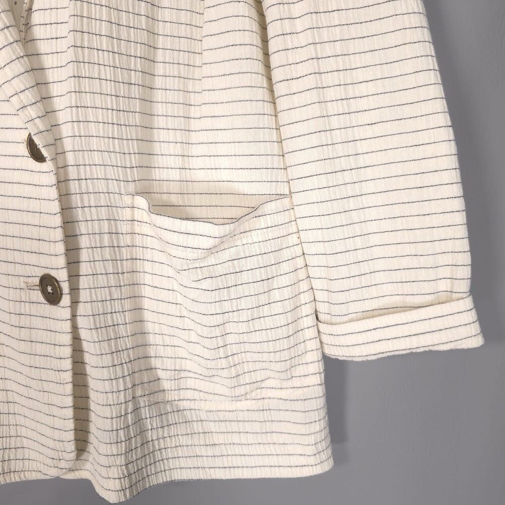 ANTHROPOLOGIE Cartonnier Women’s Double Breasted Pinstripe Blazer Jacket MEDIUM - Picture 10 of 16